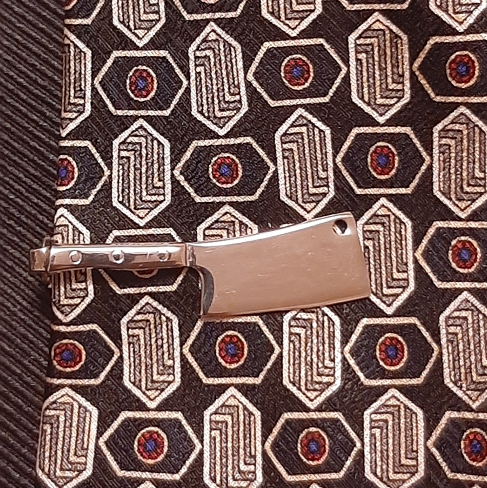 Silver Chef's Knife Tie Clip